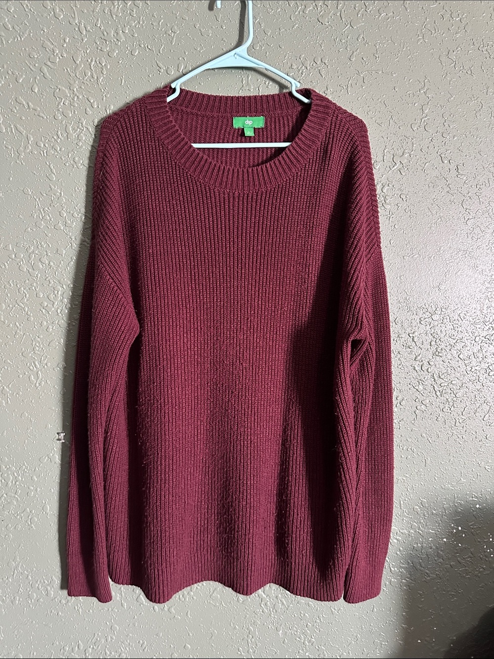dip Burgundy Ribbed Crewneck Sweater